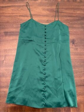Urban Outfitters Dress Women’s Small Green Buttons Sleeveless Mini Satin